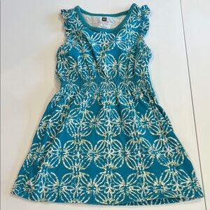 Tea -‎ 2T, teal, green floral dress, 100% cotton